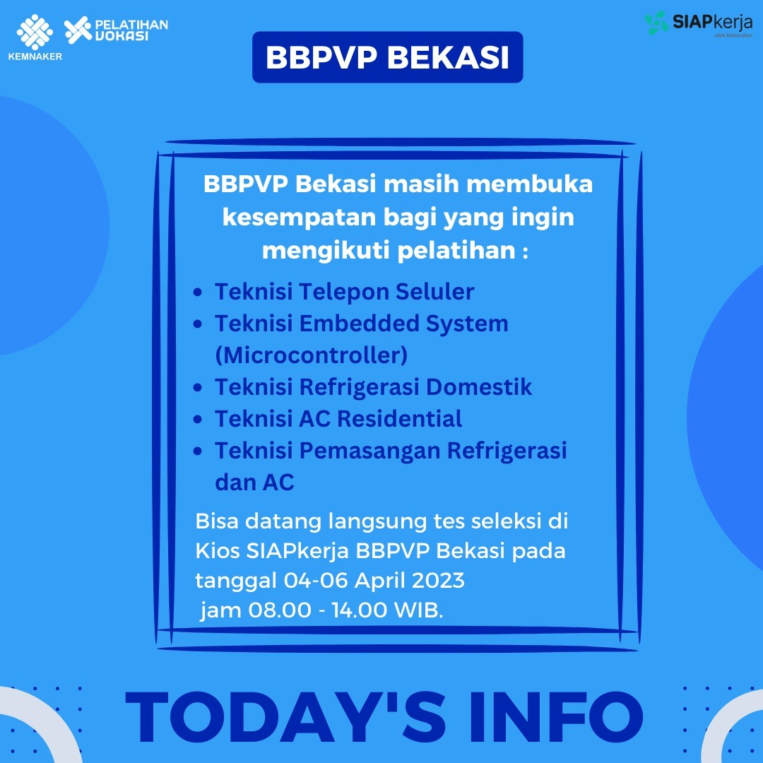 BBPVP Bekasi Masih Membuka Kesempatan Bagi Yang Ingin Mengikuti ...