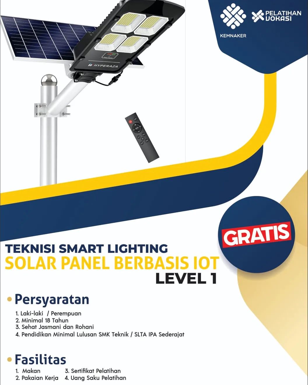 Dibuka Pendaftaran Teknisi Smart Lighting Menggunakan Solar Panel Berbasis IoT