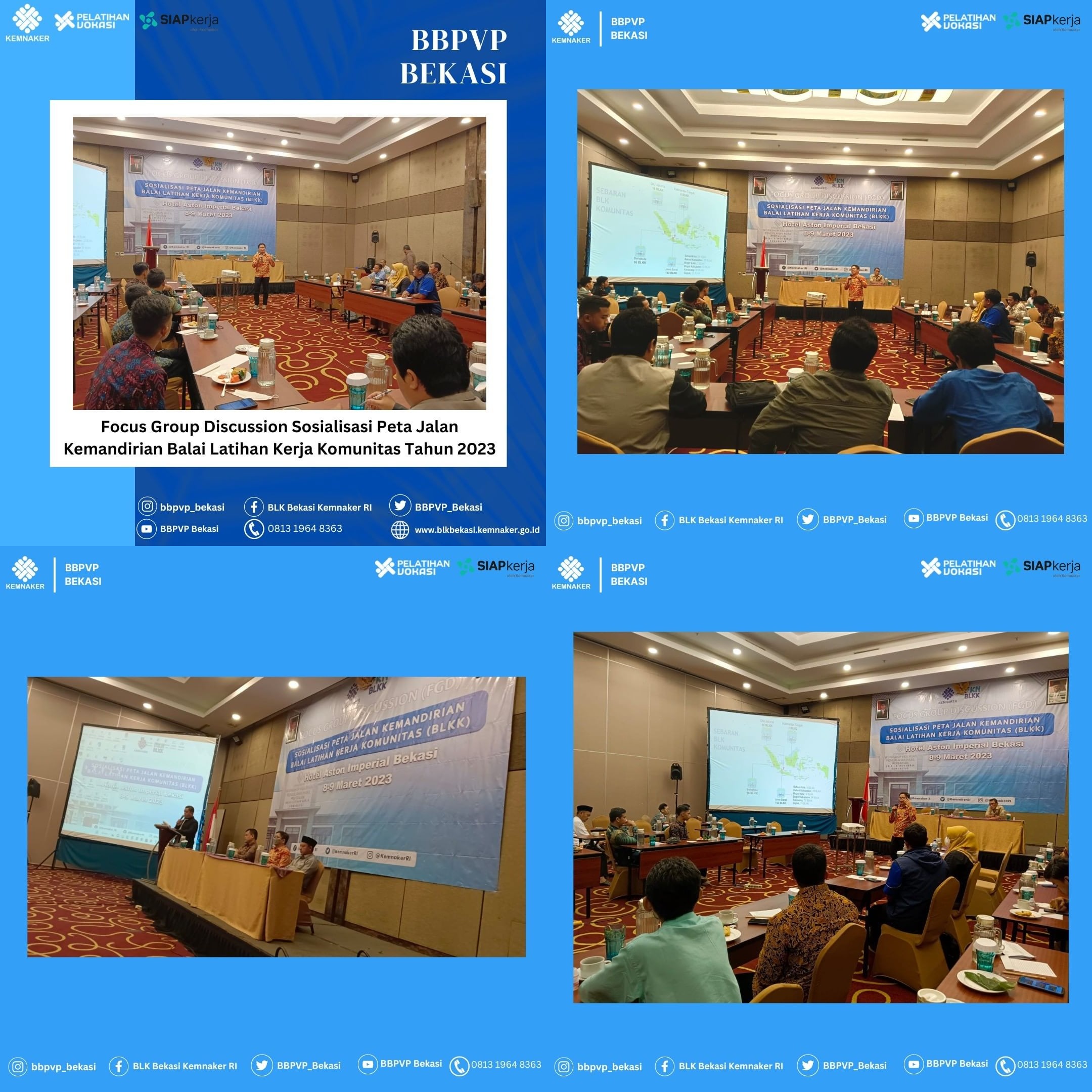 Focus Group Discussion (FGD) Sosialisasi Peta Jalan Kemandirian Balai Latihan Kerja Komunitas (BLKK) Tahun 2023 di Hotel ASTON Imperial Bekasi Hotel & Conference Center